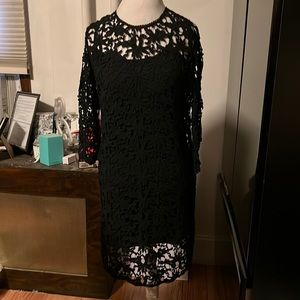 Le lis blanc crochet long sleeve dress with attached spaghetti strap dress